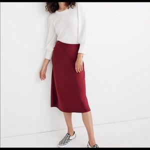 Madewell Size 00 Satin Dusty Redwood Midi Slip Skirt